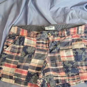 Women's multi color quilt style shorts